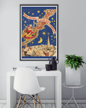 Load image into Gallery viewer, Night Before Christmas 1947 Vintage Book POSTER! (up to 24 x 36) - Santa Claus - Reindeer - Sleigh