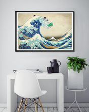 Load image into Gallery viewer, Frog Mario vs. The Great Wave! - Original POSTER! (24 x 36 or Smaller) - 1988 - Super Mario Bros. 3 - Nintendo - Hokusai - Cheep Cheep