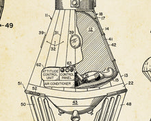 Load image into Gallery viewer, 1963 NASA Space Capsule Patent Poster! (up to 24 x 36 inches) - Mercury - Apollo - Astronauts