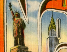 Load image into Gallery viewer, Vintage NEW YORK CITY "Large Letter" Postcard Poster! (up to 24 x 36) - Antique - Big Apple