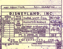 Load image into Gallery viewer, Vintage Haunted Mansion Blueprint POSTER! (up to 24" x 36") - Disneyland - Disney - Theme Parks - New Orleans Square - Doom Buggy - Ghosts