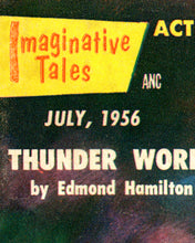 Load image into Gallery viewer, Science Fiction Paperback POSTER! - (up to full-size 24" x 36") - JULY 1956 - Robots - SciFi - Book - Lasers - Space - Reading - Kids