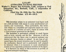 Load image into Gallery viewer, 1964 Disney's ENCHANTED TIKI ROOM Patent Art Poster! - Singing Birds - Vintage