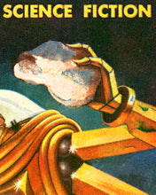 Load image into Gallery viewer, Science Fiction Paperback POSTER! - (up to full-size 24" x 36") - JULY 1956 - Robots - SciFi - Book - Lasers - Space - Reading - Kids
