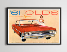 Load image into Gallery viewer, Oldsmobile 1961 Vintage POSTER! (24" x 36" or smaller) - Automobilia - Antique - Advertising - Classic Cars - Wall Decor - Mid-Century