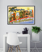Load image into Gallery viewer, Vintage FLORIDA "Large Letter" Postcard POSTER! (24" x 36" or smaller) - Vintage - Antique - The Land of Sunshine - Travel - Vacation