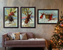Load image into Gallery viewer, Victorian Christmas Trade Card POSTER! - up to 24" x 36" - Merry - Beetle - Bugs - Macabre - Holidays - Xmas - Gifts - Unusual - Insects