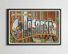 Load image into Gallery viewer, CALIFORNIA Redwoods "Large Letter" Postcard POSTER! - Sequoia National Park