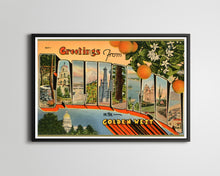 Load image into Gallery viewer, Vintage CALIFORNIA "In the Golden West" Postcard POSTER! (up to 24" x 36") - Vintage - Antique - Large Letter - Big Letter - West - Travel