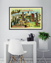 Load image into Gallery viewer, YOSEMITE National Park "Large Letter" Postcard POSTER! (24" x 36" or smaller) - Vintage - Antique - California - Nature - Half Dome - Hiking