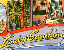 Load image into Gallery viewer, Vintage FLORIDA "Large Letter" Postcard POSTER! (24" x 36" or smaller) - Vintage - Antique - The Land of Sunshine - Travel - Vacation