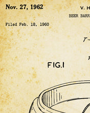 Load image into Gallery viewer, 1962 BEER Barrel Tapping Device Patent POSTER! (up to 24 x 36) - Bar - Brewery