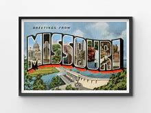 Load image into Gallery viewer, Vintage Missouri Travel POSTER! (up to 24" x 36") - Large Letter Postcard - Antique - Midwest - St Louis - Kansas City - Ozarks