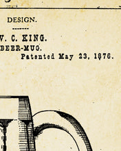Load image into Gallery viewer, 1876 BEER MUG Patent POSTER! (up to 24" x 36") - Gifts - Bar