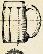 Load image into Gallery viewer, 1876 BEER MUG Patent POSTER! (up to 24" x 36") - Gifts - Bar