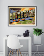 Load image into Gallery viewer, NOTRE DAME University Large Letter Postcard POSTER! (up to full-size 24" x 36") - Greetings - Fighting Irish - Football - College - Indiana