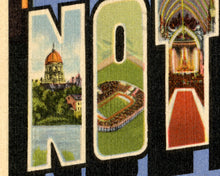 Load image into Gallery viewer, NOTRE DAME University Large Letter Postcard POSTER! (up to full-size 24" x 36") - Greetings - Fighting Irish - Football - College - Indiana