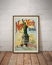 Load image into Gallery viewer, 1920's New York Illustrated POSTER! (up to 24" x 36") - NYC - Statue of Liberty - Ocean Liner