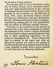 Load image into Gallery viewer, 1873 Louis Pasteur BREWING BEER & Ale Patent POSTER! - Fermentation - Vintage