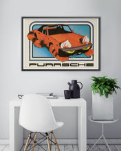 Load image into Gallery viewer, 1976 Purrsche Crazy Car POSTER! (full size 24x36 or smaller) - Antique - Racing - 911 - Speedster - Cars - Man Cave - Garage