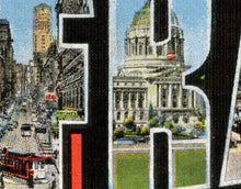 Load image into Gallery viewer, San Francisco Large Letter Postcard POSTER! (up to 24" x 36") - Fisherman's Wharf - California