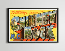 Load image into Gallery viewer, 1937 Chimney Rock Postcard POSTER! (up to 24" x 36") - Vintage Travel - North Carolina