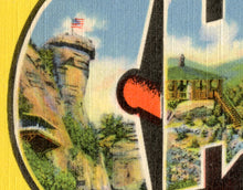 Load image into Gallery viewer, 1937 Chimney Rock Postcard POSTER! (up to 24" x 36") - Vintage Travel - North Carolina