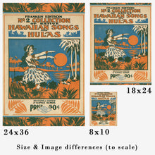 Load image into Gallery viewer, 1916 Hula and Hawaiian Music POSTER! (up to 24x36) - Hawaii - Girl - Music - Island - Tropical - Art - Vintage - Antique