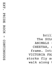 Load image into Gallery viewer, MUFASA Screenplay Fan Art POSTER! (up to 24" x 36") - Lion King - Disney Movies