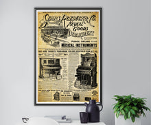 Load image into Gallery viewer, 1902 ORGAN Catalog Page POSTER! (24" x 36" or smaller) - Sears, Roebuck, & Co. - Vintage - Steampunk - Victorian - Catalogue - Music Room