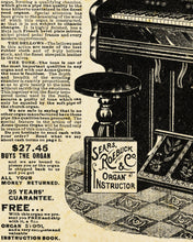 Load image into Gallery viewer, 1902 ORGAN Catalog Page POSTER! (24" x 36" or smaller) - Sears, Roebuck, & Co. - Vintage - Steampunk - Victorian - Catalogue - Music Room