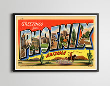 Load image into Gallery viewer, Vintage PHOENIX Large Letter Postcard POSTER! (up to 24 x 36 inches) - Antique Travel - Arizona