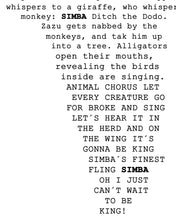 Load image into Gallery viewer, The Lion King SIMBA Screenplay POSTER! (up to 24x 36) - Movies - Script - Minimalist