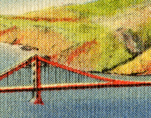 Load image into Gallery viewer, Vintage San Francisco Skyline Postcard POSTER! (24" x 36" or Smaller) - Golden Gate Bridge - Bay Bridge