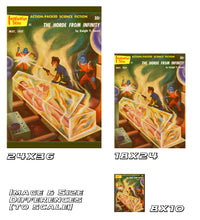 Load image into Gallery viewer, Science Fiction Paperback POSTER! - (up to full-size 24" x 36") - MAY 1957 - Aliens - SciFi - Book - Laser Guns - Space - Reading - Office