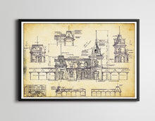 Load image into Gallery viewer, Vintage DISNEYLAND Train Station Blueprint POSTER! (up to 24" x 36") - 1955 - Disney - Main Street USA - Patent Art - Attraction - Rides