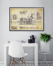 Load image into Gallery viewer, Vintage DISNEYLAND Train Station Blueprint POSTER! (up to 24" x 36") - 1955 - Disney - Main Street USA - Patent Art - Attraction - Rides