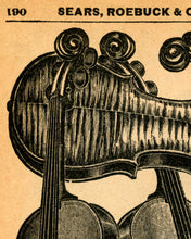 Load image into Gallery viewer, Vintage VIOLINS Catalog Page POSTER! (24" x 36" or smaller) - Sears, Roebuck, & Co. - Steampunk - Stradivarius - Advertising - Ads - Music