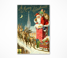 Load image into Gallery viewer, 1907 Santa and Reindeer Poster - Christmas Art Print
