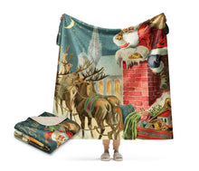 Load image into Gallery viewer, Santa Claus Christmas Throw - Extra Large Sherpa Blanket - Vintage Style
