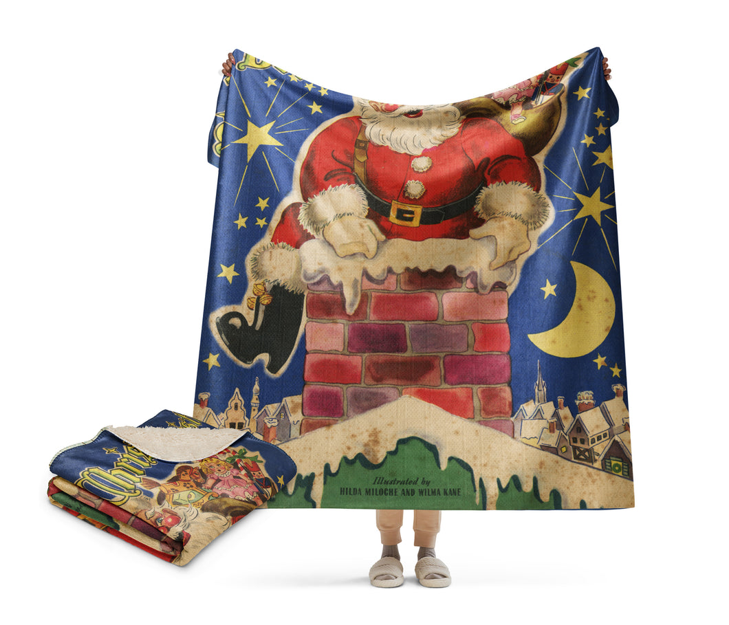 Night Before Christmas Fleece Blanket - Extra Large Sherpa - Vintage Style