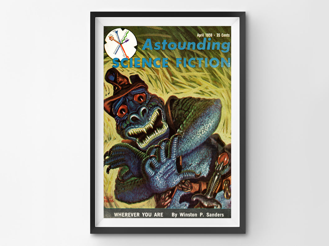 Science Fiction POSTER (up to 24x36) - April 1959 - Vintage - Space - SciFi - Lizard - Alien - Fantasy - Wizard