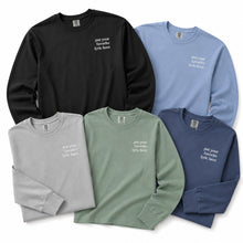 Load image into Gallery viewer, Custom Lyrics Long-Sleeve Shirt - Embroidered - Music - Unisex - Heavyweight Washed Vintage Style
