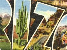 Load image into Gallery viewer, Vintage Arizona Large Letter Postcard Poster: Travel Art Print Desert Cactus
