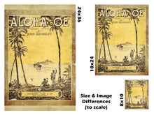 Load image into Gallery viewer, Aloha Oe Hula Music POSTER! (up to 24&quot; x 36&quot;) - Hawaii - Vintage - Goodbye - Island - Tropical - Antique - Palm Trees
