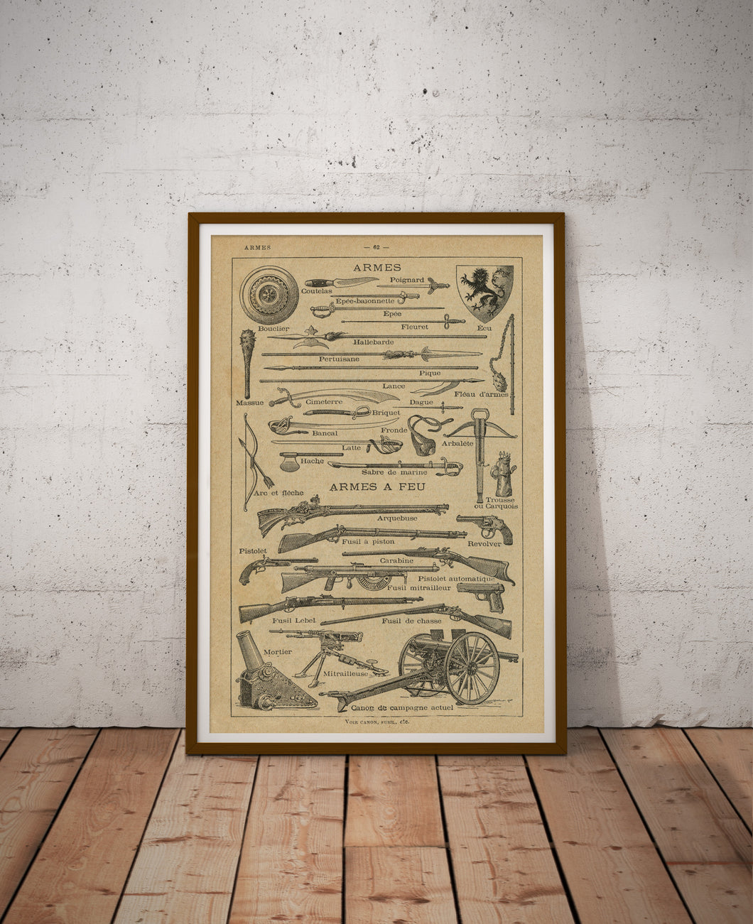 Vintage Weapons Poster - 1931 French Dictionary Image