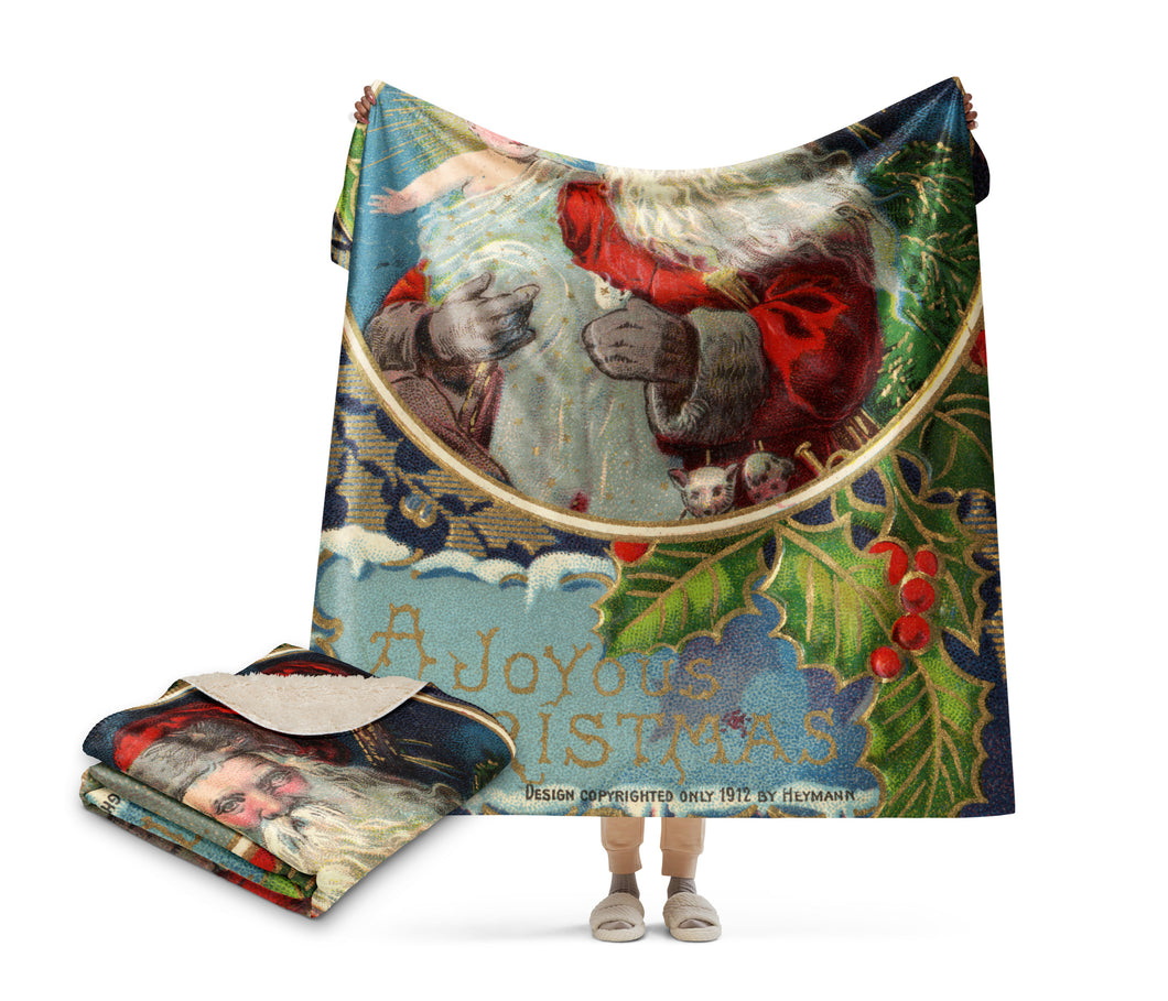 1912 Santa & Jesus Christmas Blanket - Extra Large Sherpa Throw