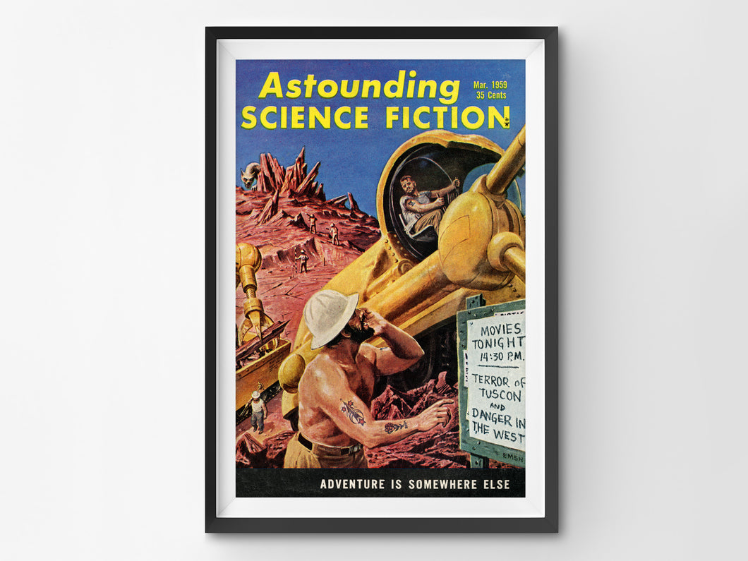 Science Fiction POSTER (up to 24x36) - March 1959 - Vintage - Space - SciFi - Construction - Mars