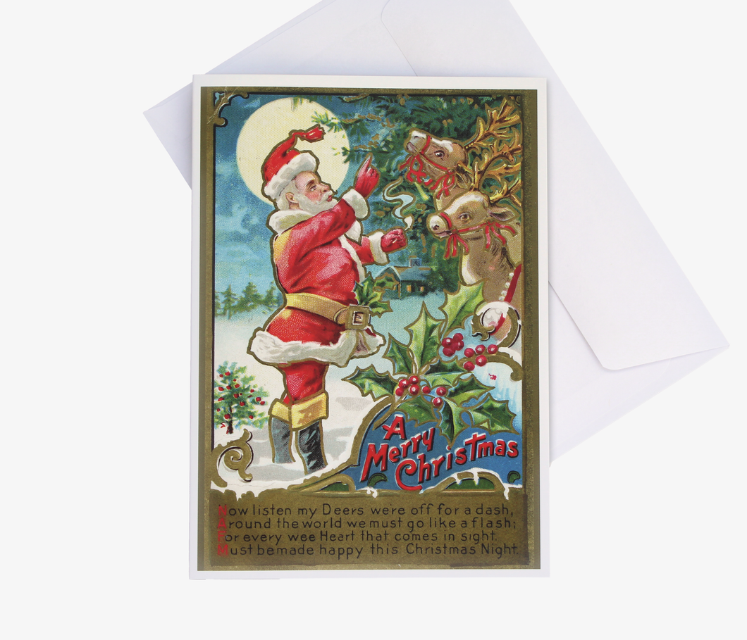 1908 Santa and Reindeer Christmas Cards Set of 10 Holiday Stationary Gifts