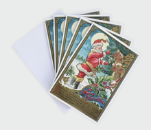 Load image into Gallery viewer, 1908 Santa and Reindeer Christmas Cards Set of 10 Holiday Stationary Gifts
